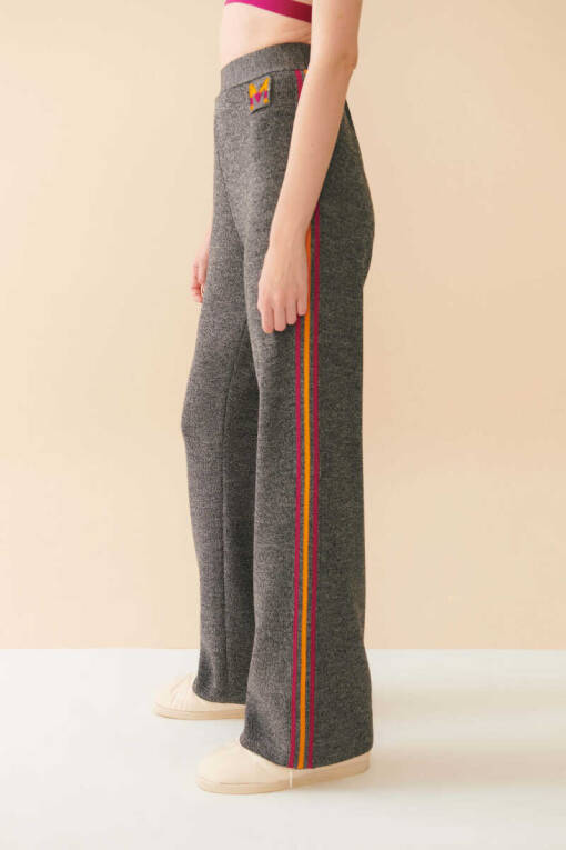 Fuchsia Stripe Detailed Pants - 3