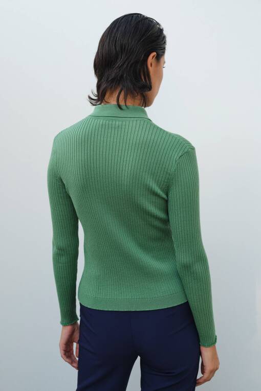 Green Mabel Polo Sweater - 2