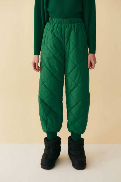 Green Quilted Pants - 1
