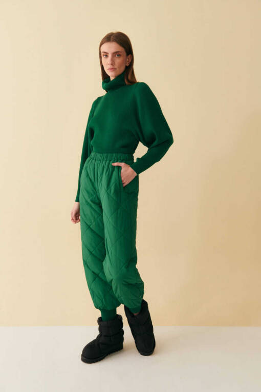 Green Quilted Pants - 2