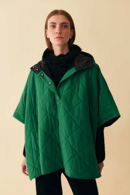 Green Quilted Poncho 