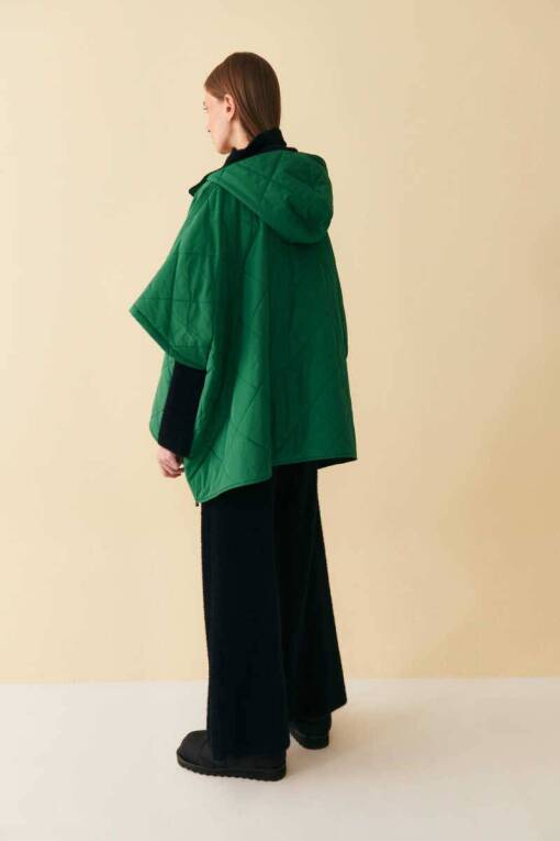 Green Quilted Poncho - 3