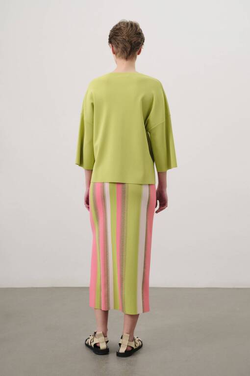 Half Sleeve Lime Knitwear Sweater - 3