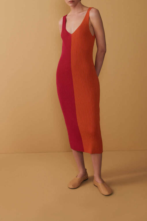 Fuchsia Orange Knitwear Dress - 1