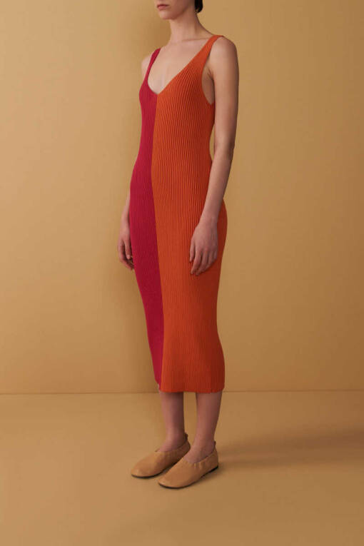 Fuchsia Orange Knitwear Dress - 3