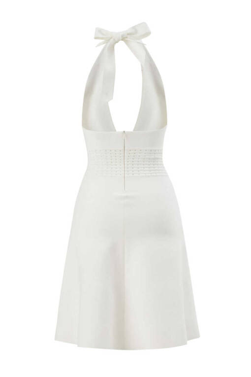 Knitwear Dress with Off White Openwork Detail - 6
