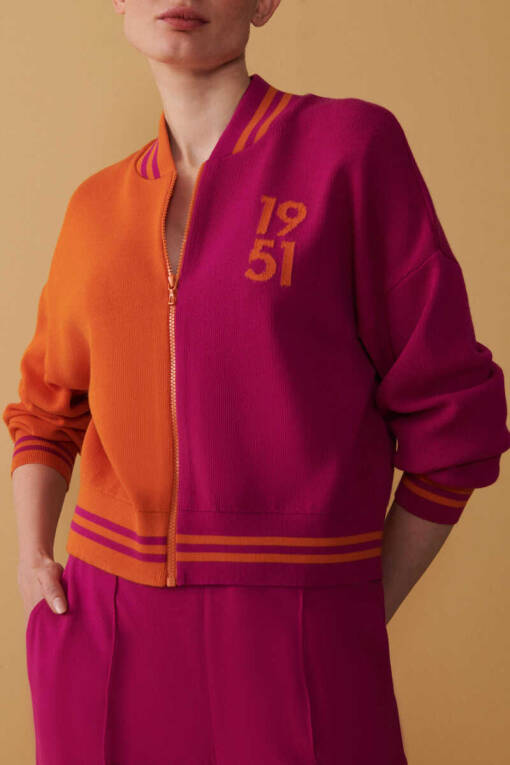 Fuchsia Orange Knitwear Jacket - 3