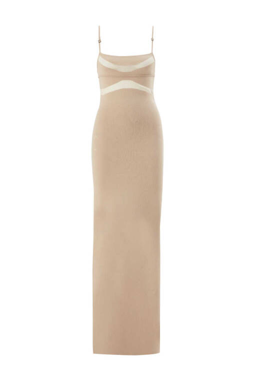 Stone Transparent Detailed Strappy Dress - 6