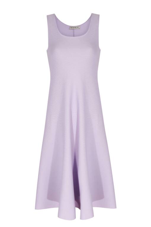 Lilac Tricot Dress with Thick Straps - 4
