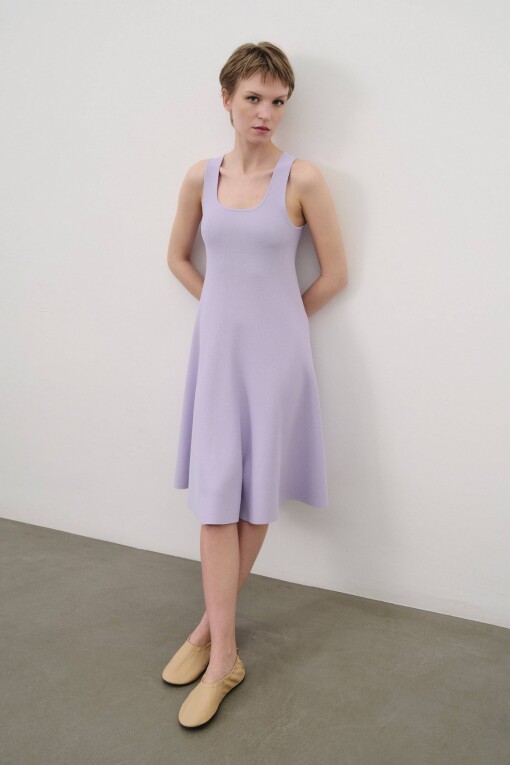 Lilac Tricot Dress with Thick Straps 