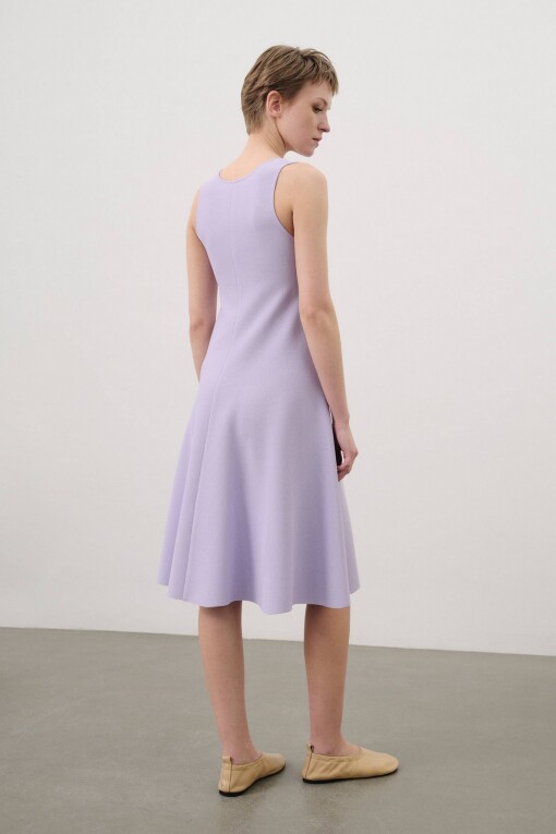 Lilac Tricot Dress with Thick Straps - 2
