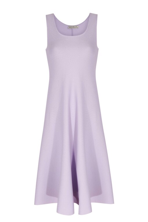 Lilac Tricot Dress with Thick Straps - 4