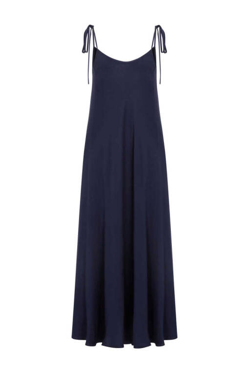 Long Dress with Shoulder Straps and Ties - 5