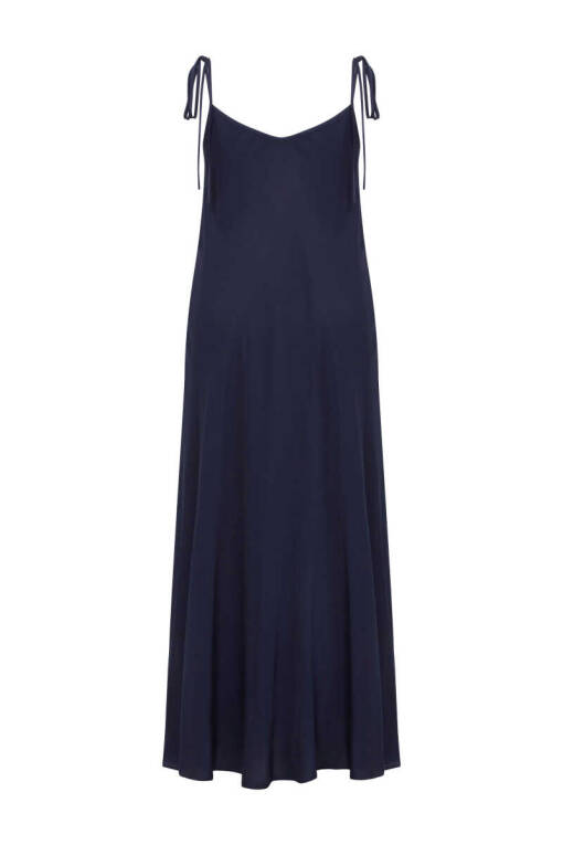 Long Dress with Shoulder Straps and Ties - 6