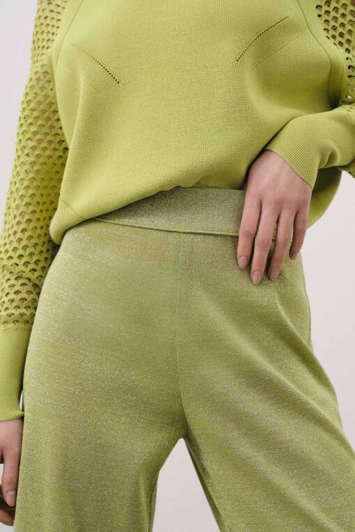 Mesh Sleeve Green Sweater - 4