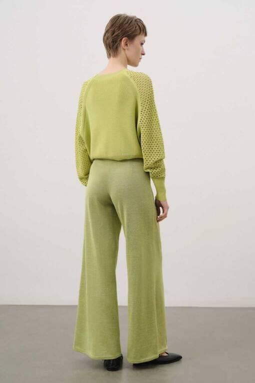 Mesh Sleeve Green Sweater - 5