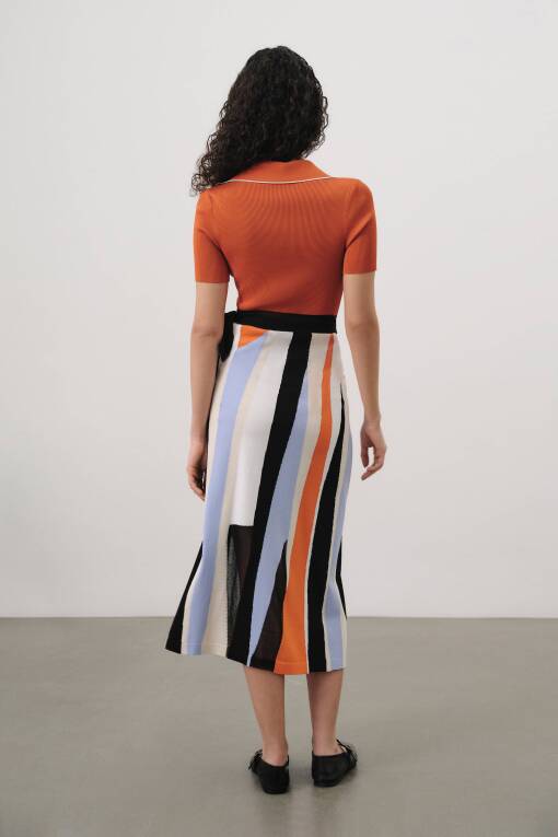 Multi Color Long Skirt Black - 3