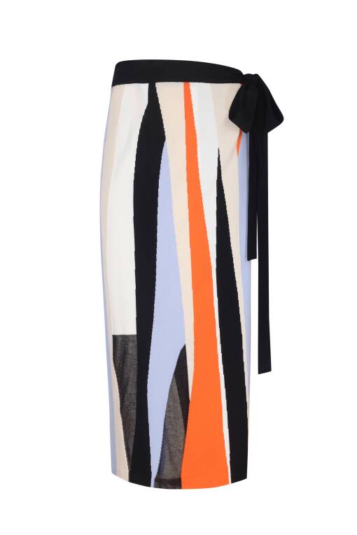 Multi Color Long Skirt Black - 4
