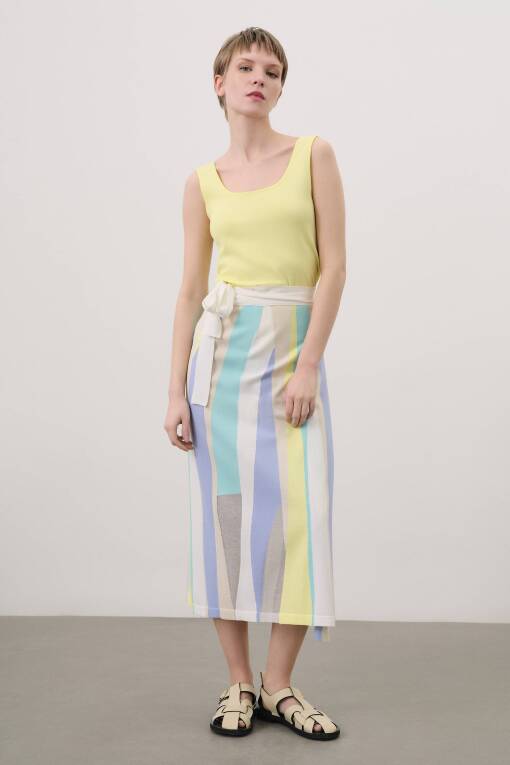 Multi Color Long Skirt Off White - 1