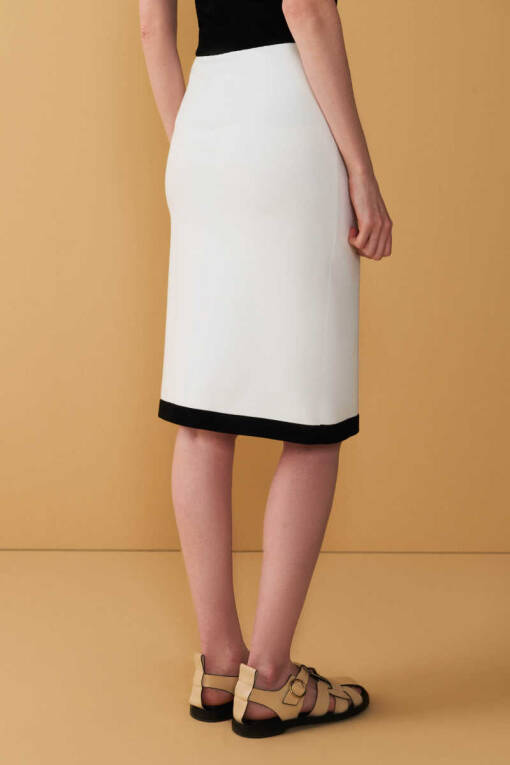 Off White Front Button Knitwear Skirt - 4