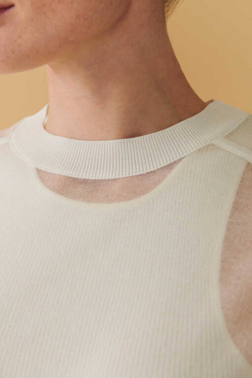 Bone Colour Transparent Sweater - 2