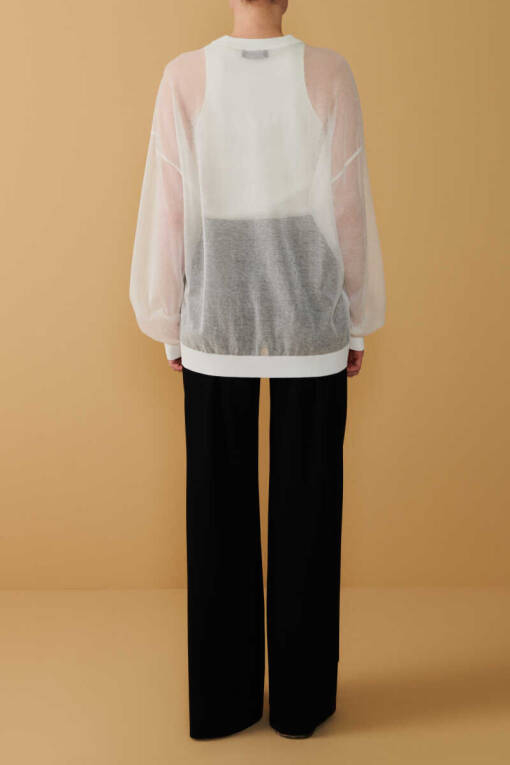 Bone Colour Transparent Sweater - 4