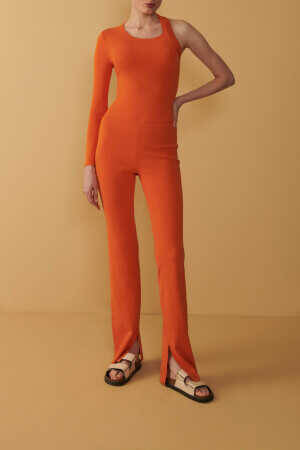 Orange Back Decollete Jumpsuit - 8