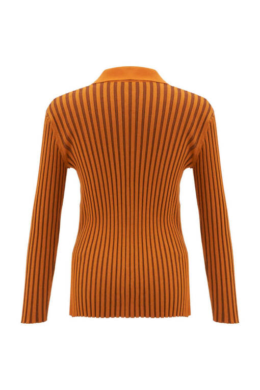 Orange Polo Rib Sweater - 7