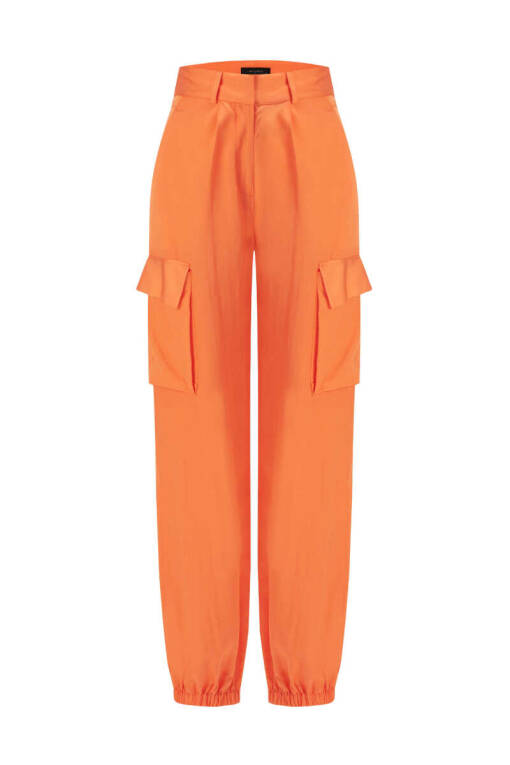 Orange Satin Pants - 5