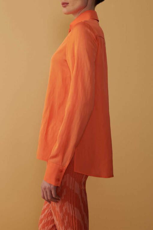 Orange Satin Shirt - 3