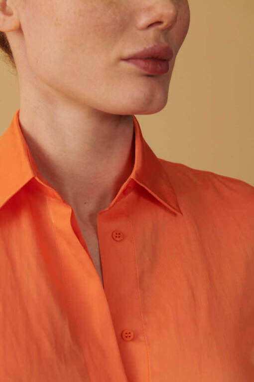 Orange Satin Shirt - 5