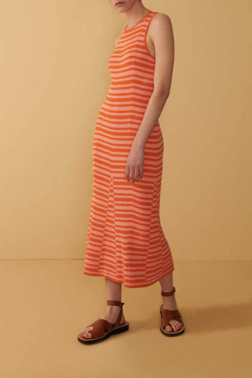 Orange Striped Dress - 3