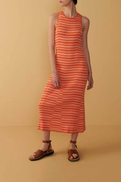 Orange Striped Dress - 2