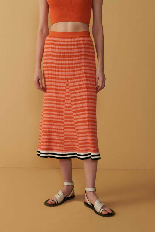 Orange Striped Skirt - 1