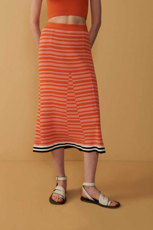 Orange Striped Skirt - 2