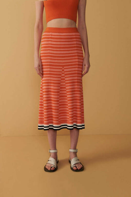 Orange Striped Skirt - 3