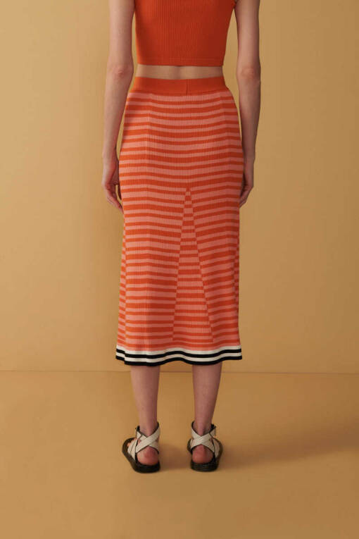Orange Striped Skirt - 4