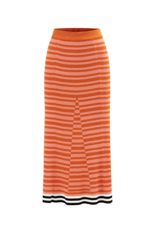 Orange Striped Skirt - 6
