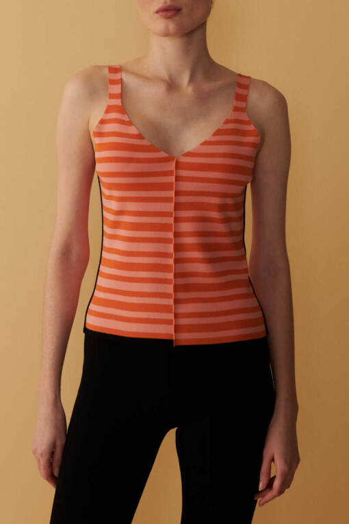Orange Striped Undershirt - 2