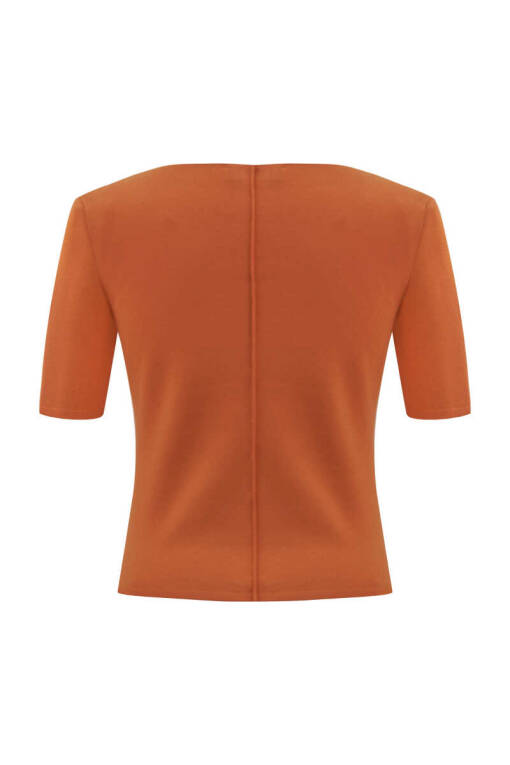 Orange V-neck Sweater - 6