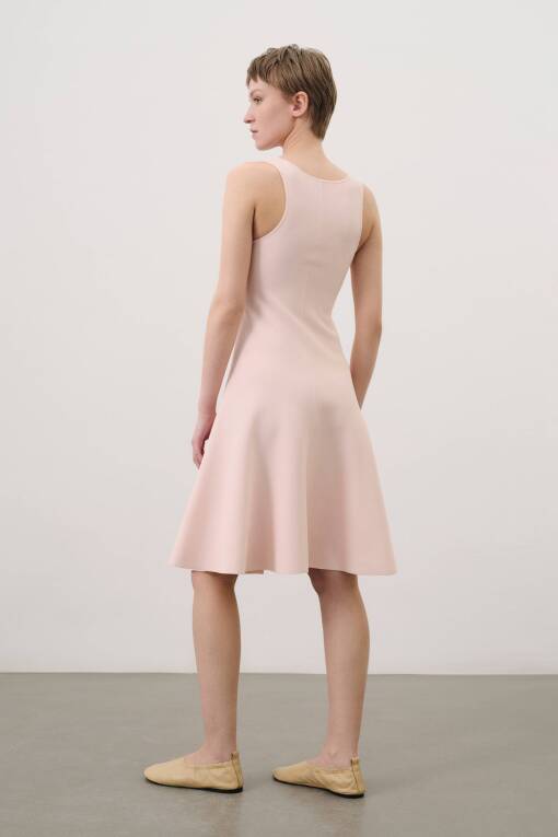 Pink Knitwear Dress with Thick Straps - 3