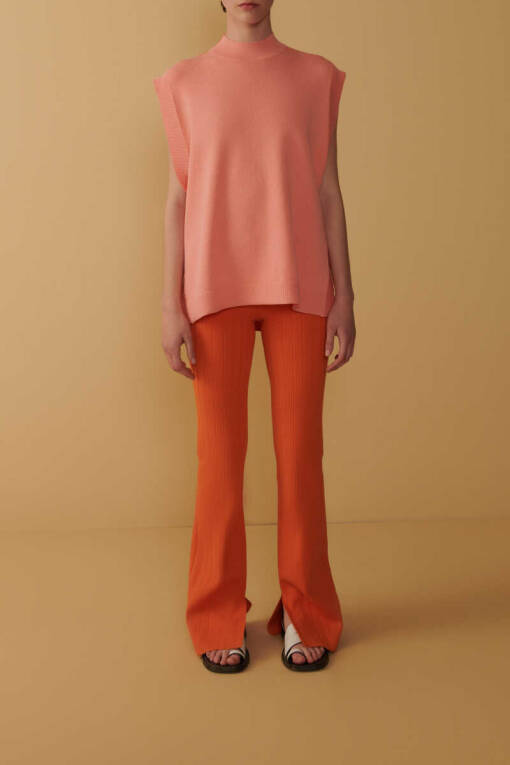 Pink Orange Double Color Sleeveless Sweater - 3