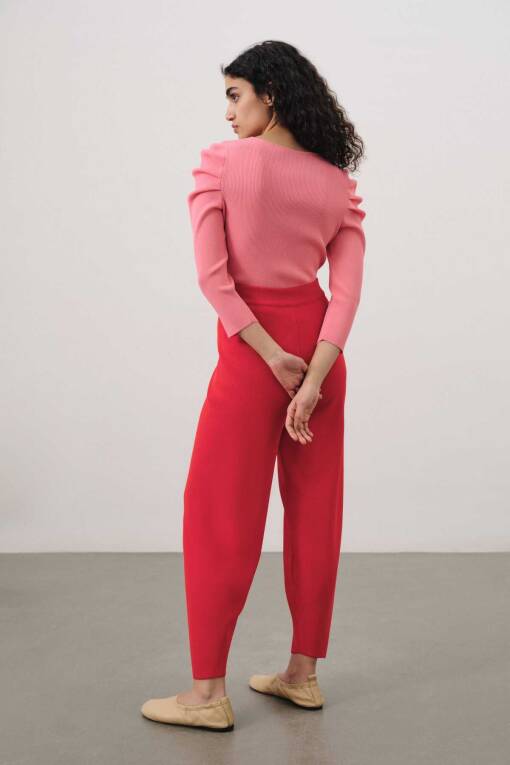 Pink Sweater Sweater with Shoulder Detail - 3