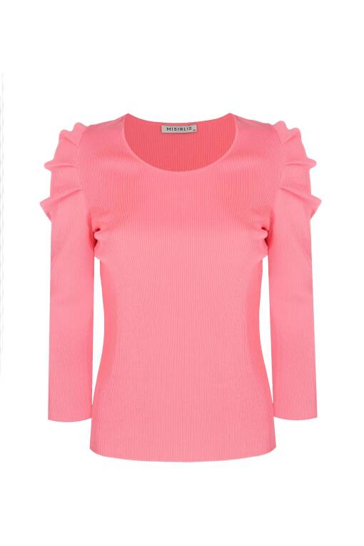 Pink Sweater Sweater with Shoulder Detail - 4