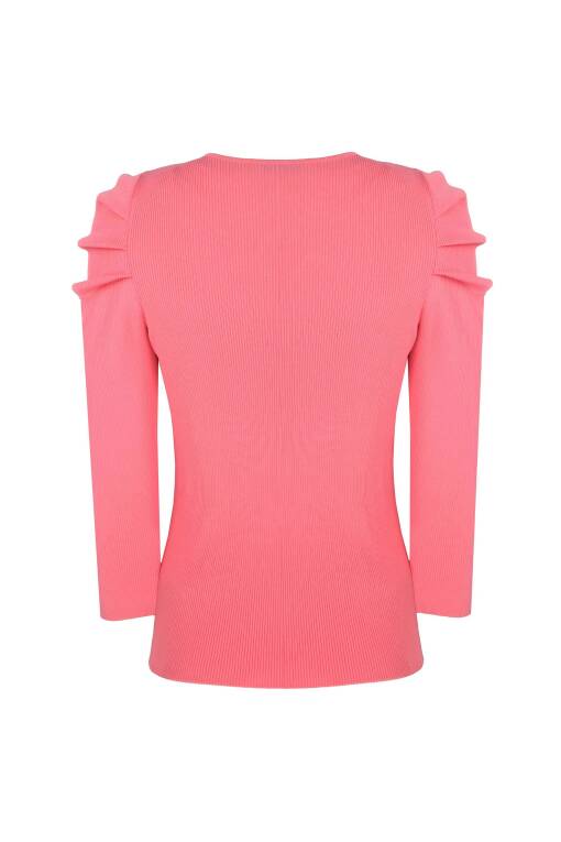 Pink Sweater Sweater with Shoulder Detail - 5
