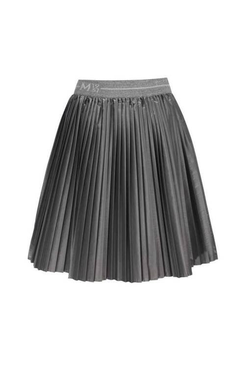 Pleated Metallic Anthracite Skirt - 4