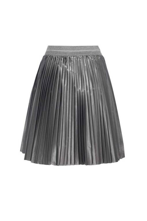 Pleated Metallic Anthracite Skirt - 5