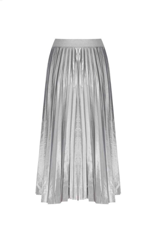 Pleated Metallic Gray Skirt - 5