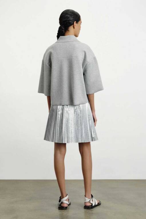 Pleated Metallic Short Skirt - 2