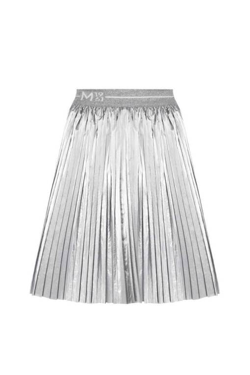 Pleated Metallic Short Skirt - 4